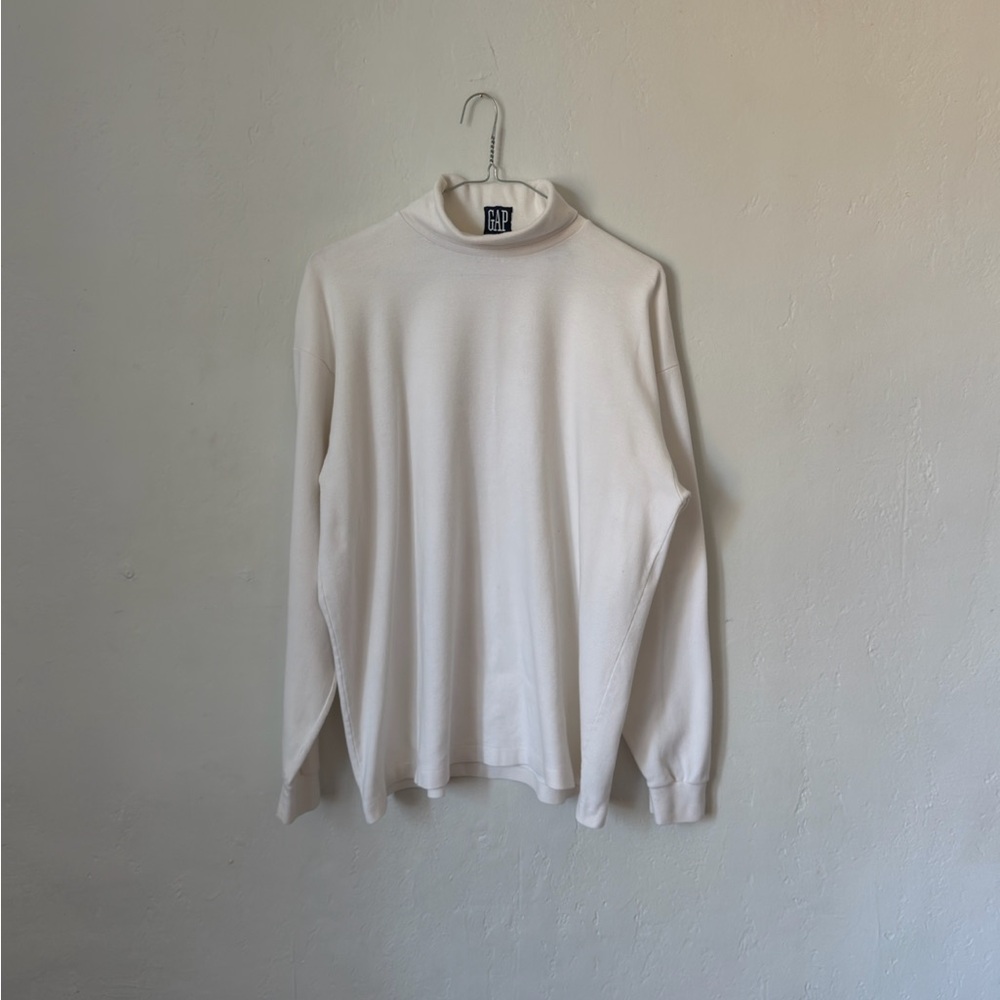 Vintage Made In US Gap White Jersey Turtleneck Men’s Large